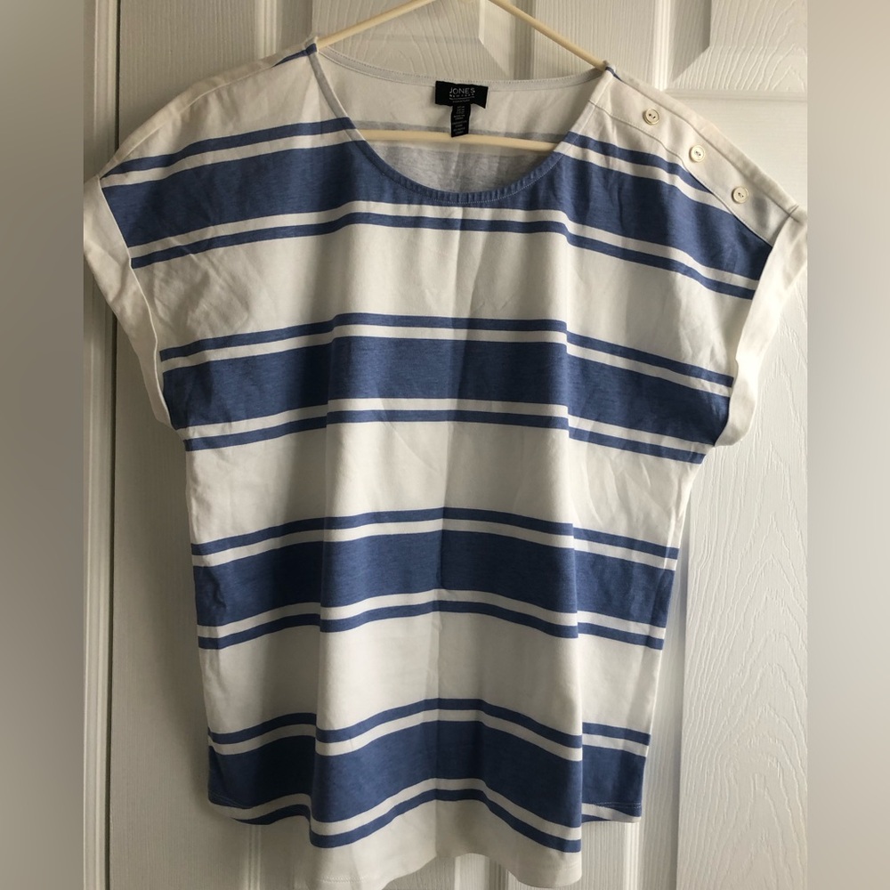 Jones New York Blue and White Striped Shirt